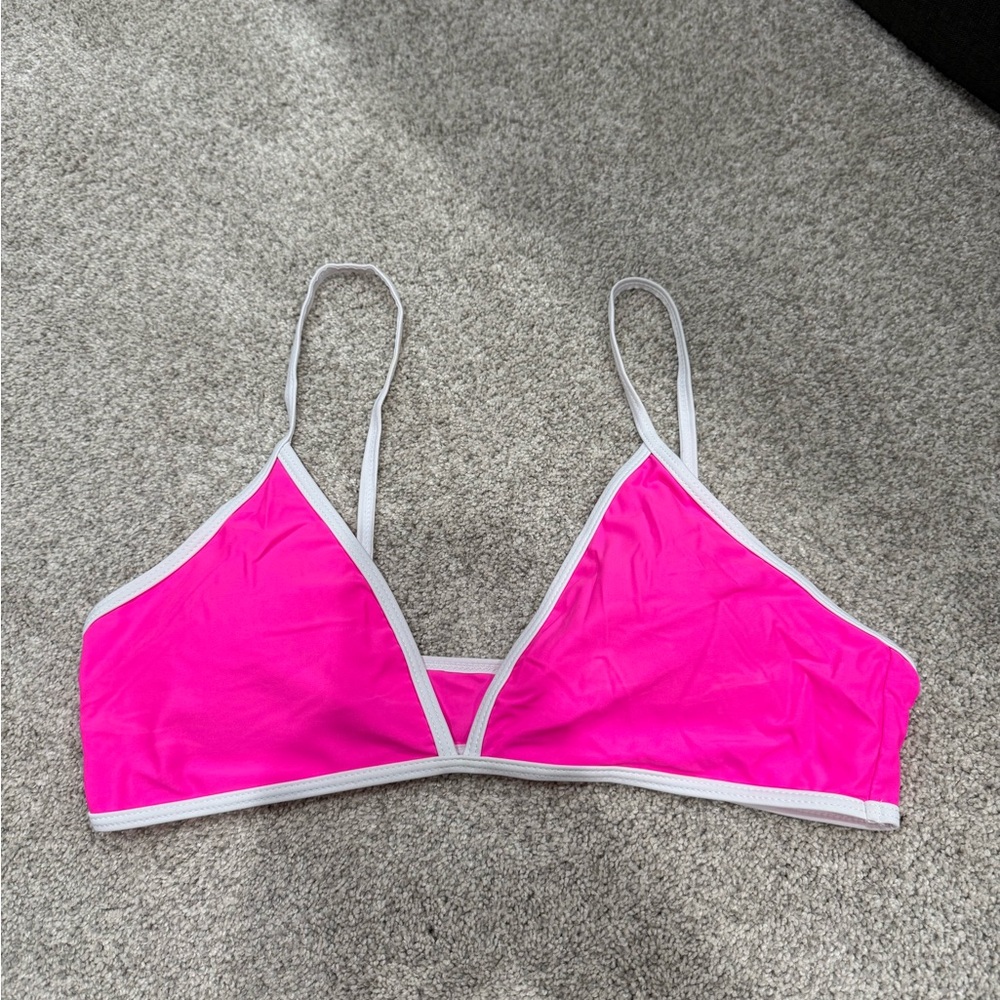 Hot pink and white bikini top